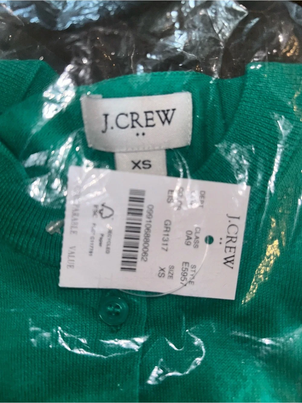 J. Crew Women's Emerald Green Knit Cardigan